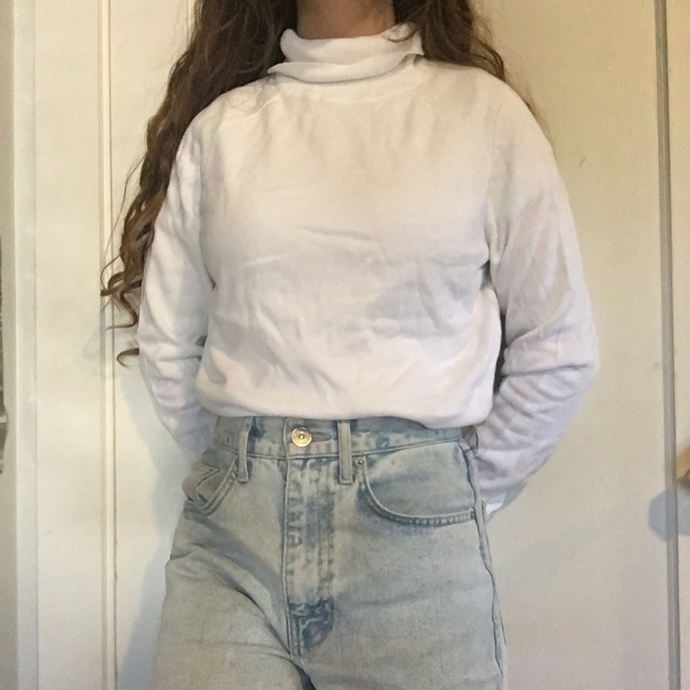 White lightweight turtleneck sweater